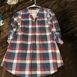 Plaid Long Sleeve Nursing Top